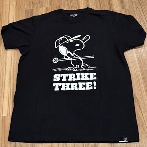 Black Uniqlo Snoopy Graphic T-Shirt with Strike Three Design
